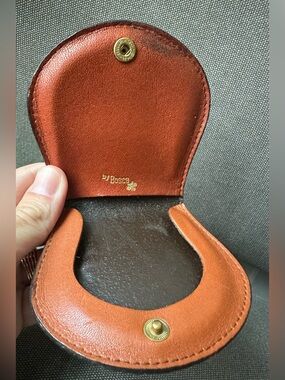 Vintage Bosca Coin Purse| Tan Leather Snap Coin Pouch | Minimalist Change Purse